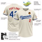 Custom Royal-Red Cream Softball Jersey Unisex Two-Button Design Personalized Cream Royal-Red Two-Button Unisex Softball Jersey