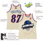 Custom Name Number Personalized Red White Basketball Jersey Authentic Throwback Cream Team Personalized Cream Royal Red-White
