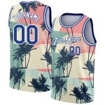 Personalized 3D Tropical Hawaii Trees Basketball Jersey - Cream Royal-White Color Personalized Cream Royal-White 3D Tropical