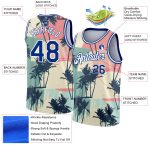 Personalized 3D Tropical Hawaii Trees Basketball Jersey - Cream Royal-White Color Personalized Cream Royal-White 3D Tropical