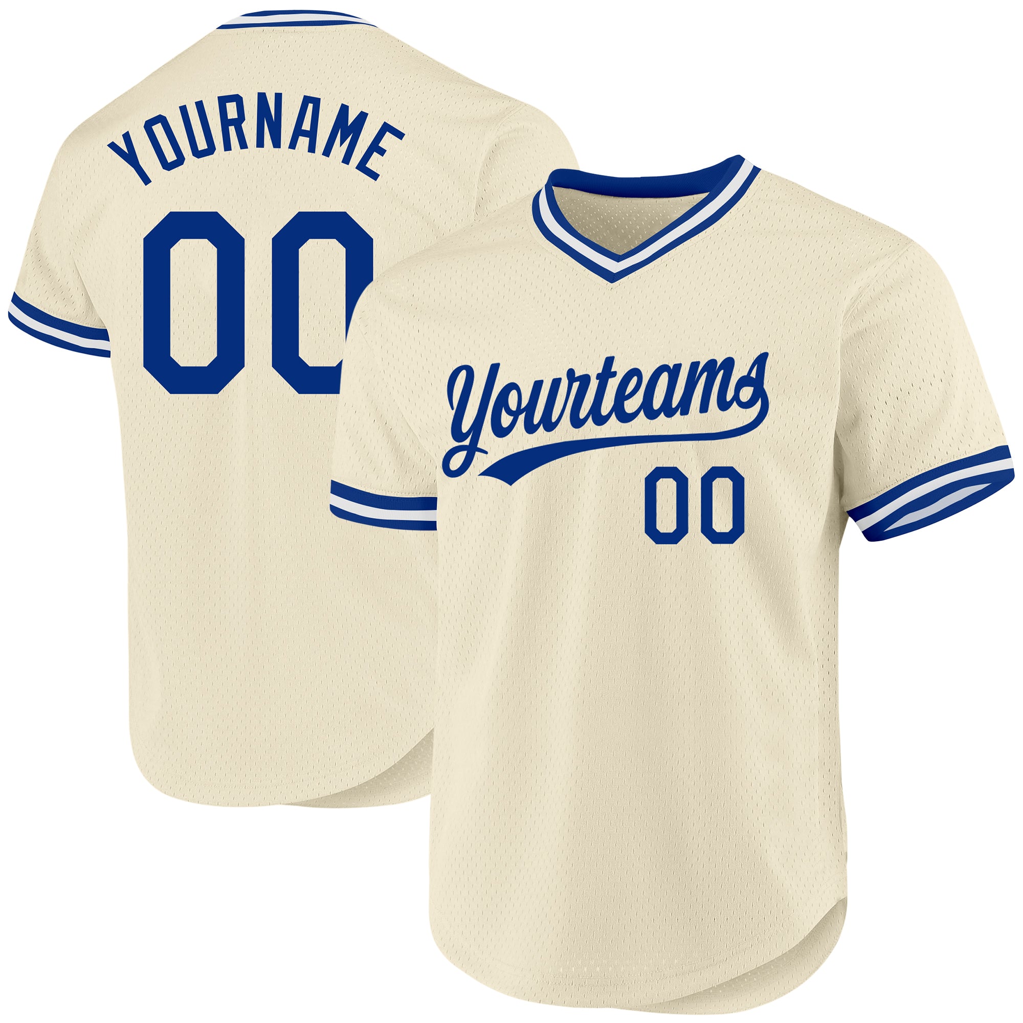 Custom Name & Number Authentic Throwback Baseball Jersey - Personalized Cream Royal-White Team Jersey Personalized Cream