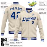 Personalized Cream Varsity Letterman Bomber Jacket Full-Snap Royal-White Personalized Cream Royal-White Bomber Full-Snap