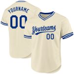Custom Cream Royal-White Baseball Jersey for Men and Women - Throwback Style Personalized Cream Royal-White Throwback Baseball
