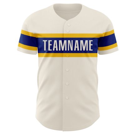 Personalized Royal-Yellow Baseball Jersey for Custom Style and Comfort Personalized Cream Royal-Yellow Baseball Jersey