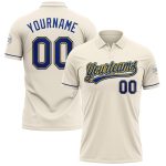 Custom Team Name and Number Performance Vapor Golf Polo Shirt - Personalized Cream Royal-Yellow Personalized Cream Royal-Yellow