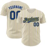 Personalized Royal Yellow Pinstripe Baseball Jersey - Custom Cream Design Personalized Cream (Royal Yellow Pinstripe) Royal-Yellow