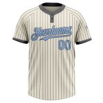 Custom Name and Number Softball Jersey - Personalized Light Blue Two-Button Unisex Cream Steel Gray Pinstripe Personalized