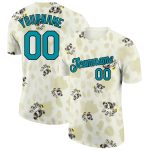 Personalized Dog Performance T-Shirt in Cream Teal-Black 3D Design Personalized Cream Teal-Black 3D Dog Performance T-Shirt