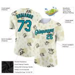 Custom Name Number Dog Performance T-Shirt - Personalized 3D Teal-Black Pattern Design Personalized Cream Teal-Black 3D Pattern
