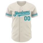 Personalized Teal and Gray Baseball Jersey - Authentic Custom Design Personalized Cream Teal-Gray Authentic Baseball Jersey