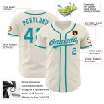 Custom Name and Number Personalized Authentic Baseball Jersey in Cream Teal-Gray Personalized Cream Teal-Gray Authentic Baseball