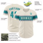 Personalized Baseball Jersey for Kids in Cream Teal-Gray, Size 3 Personalized Cream Teal-Gray Baseball Jersey 3