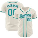 Personalized Teal Gray Baseball Jersey for Custom Sportswear and Gifts Personalized Cream Teal-Gray Baseball Jersey