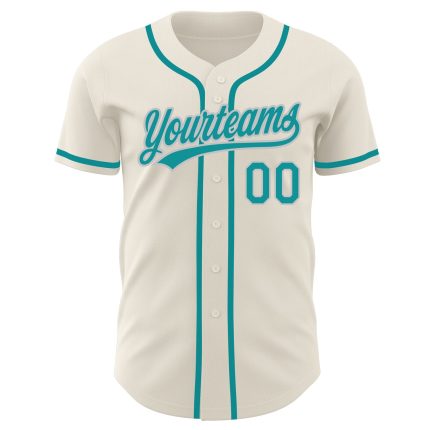 Personalized Teal Gray Baseball Jersey for Custom Sportswear and Gifts Personalized Cream Teal-Gray Baseball Jersey