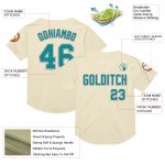 Personalized Baseball Jersey - Authentic Throwback in Cream Teal-Gray Mesh Personalized Cream Teal-Gray Mesh Authentic Throwback