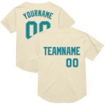 Personalized Teal-Gray Mesh Baseball Jersey for Men and Women - Throwback Style Personalized Cream Teal-Gray Mesh Throwback