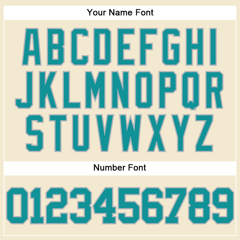 Personalized Cream Teal-Gray Mesh Throwback Baseball Jersey 2 Personalized Teal-Gray Mesh Baseball Jersey for Men and Women - Throwback Style Personalized Cream Teal-Gray Mesh Throwback - Image 5