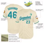Personalized Cream Teal Gray Mesh Baseball Jersey - Throwback Style Personalized Cream Teal-Gray Mesh Throwback Baseball