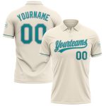 Personalized Teal Gray Performance Vapor Golf Polo Shirt - Custom Apparel Personalized Cream Teal-Gray Performance Vapor