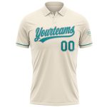 Personalized Teal Gray Performance Vapor Golf Polo Shirt - Custom Apparel Personalized Cream Teal-Gray Performance Vapor