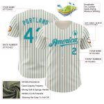 Custom Teal Gray Pinstripe Baseball Jersey with Personalized Name & Number - Authentic Team Gear Personalized Cream (Teal
