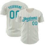 Custom Teal Gray Baseball Jersey with Pinstripe Design - Personalized Baseball Apparel Personalized Cream (Teal Gray Pinstripe)