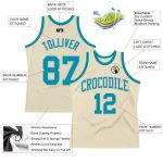 Custom Teal-Gray Throwback Basketball Jersey - Personalized Sports Apparel Personalized Cream Teal-Gray Throwback Basketball