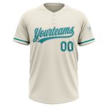 Personalized Teal Gray Two-Button Unisex Softball Jersey - Comfortable Custom Apparel Personalized Cream Teal-Gray Two-Button