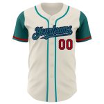 Custom Name and Number Personalized Two Tone Baseball Jersey - Cream Teal Navy Red Authentic Team Gear Personalized Cream