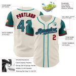 Personalized Two Tone Baseball Jersey in Cream Teal Navy Red - Customizable Sports Apparel Personalized Cream Teal Navy-Red