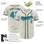 Personalized Black Pinstripe Baseball Jersey in Cream Teal - Custom Name & Number Personalized Cream Teal Pinstripe Black
