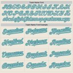 Personalized Gray Teal Pinstripe Two-Button Unisex Softball Jersey Personalized Cream Teal Pinstripe Gray Two-Button Unisex