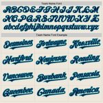 Personalized Teal Pinstripe Navy Softball Jersey Unisex Two-Button Design Personalized Cream Teal Pinstripe Navy Two-Button
