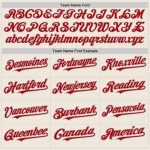 Personalized Unisex Softball Jersey in Cream Teal Pinstripe Red-Gray, Two-Button Design Personalized Cream Teal Pinstripe