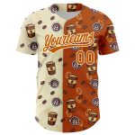 Personalized Texas Orange 3D Baseball Jersey for International Coffee Day Personalized Cream Texas Orange 3D International