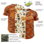 Personalized Texas Orange 3D Baseball Jersey for International Coffee Day Personalized Cream Texas Orange 3D International