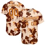 Personalized Texas Orange-White 3D Ox Baseball Jersey for Men and Women Personalized Cream Texas Orange-White 3D Ox Baseball