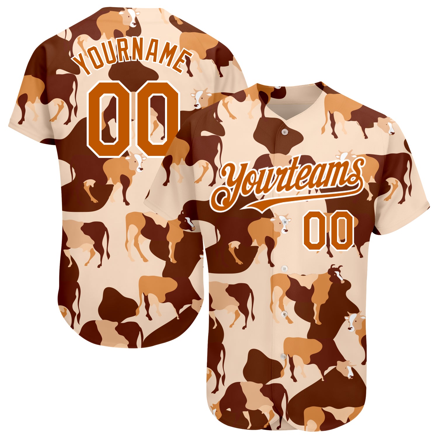 Personalized Texas Orange-White 3D Pattern Authentic Baseball Jersey with Custom Name and Number Personalized Cream Texas