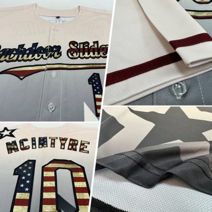 Personalized Vintage USA Flag Baseball Jersey Custom Name & Number Black 3D Gradient Twinkle Star Design Personalized Cream