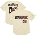Personalized Vintage USA Flag Baseball Jersey - Black Mesh Authentic Throwback Personalized Cream Vintage USA Flag-Black
