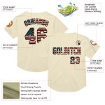 Personalized Vintage USA Flag Baseball Jersey - Black Mesh Throwback Style Personalized Cream Vintage USA Flag-Black Mesh
