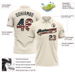 Personalized Vintage USA Flag Golf Polo Shirt - Black Performance Vapor Personalized Cream Vintage USA Flag-Black Performance