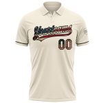 Personalized Vintage USA Flag Golf Polo Shirt - Black Performance Vapor Personalized Cream Vintage USA Flag-Black Performance