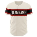 Personalized Vintage USA Flag Baseball Jersey in Cream Black-Red - Custom Sports Apparel Personalized Cream Vintage USA Flag