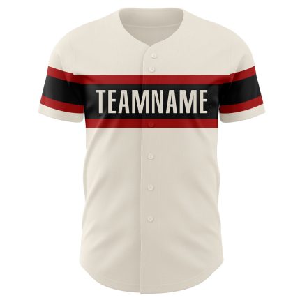 Personalized Vintage USA Flag Baseball Jersey in Cream Black-Red - Custom Sports Apparel Personalized Cream Vintage USA Flag