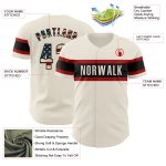 Personalized Vintage USA Flag Baseball Jersey in Cream Black-Red - Custom Sports Apparel Personalized Cream Vintage USA Flag