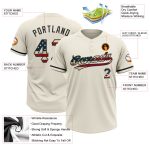 Personalized Vintage USA Flag Black Softball Jersey Unisex Two-Button Design Personalized Cream Vintage USA Flag-Black Two-Button