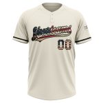 Personalized Vintage USA Flag Black Softball Jersey Unisex Two-Button Design Personalized Cream Vintage USA Flag-Black Two-Button