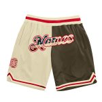 Custom Name Number Vintage USA Flag Basketball Shorts Olive Authentic Throwback Fashion Personalized Cream Vintage USA Flag-Olive