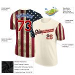 Custom Name 3D American Flag T-Shirt - Vintage USA Flag Design, Red Performance Tee for Team Spirit Personalized Cream Vintage